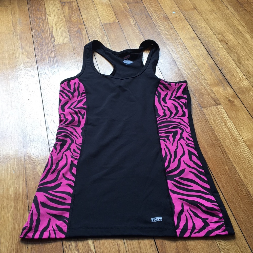 Black tank with pink zebra strips